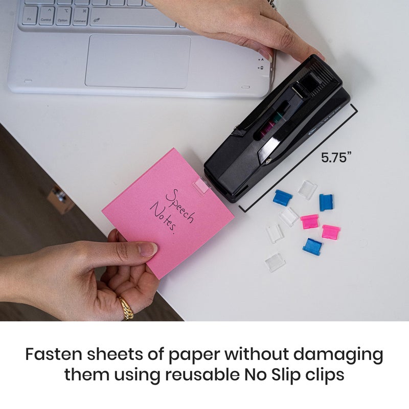OfficeGoods No Slip Clip Staple Free Stapler - Revolutionary Clasp & Fastener for Documents & Reports - Holds 2 to 50 Pages Perfectly Without Staples - 40 Reusable Clips - Image 4